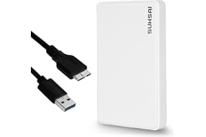 SUHSAI 1TB External Hard drive USB 3.0, 2.5" Portable External Hdd, Hard disk, Ultra Slim Storage and Backup Drive, USB Hard drive Compatible with Gaming Console, PC, Mac,Laptop, Desktop (White)
