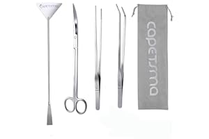 capetsma Aquascaping Tools, Lang Edelstahl Aquarium Pflanzenwerkzeuge Aquarium Pinzette Schere Spachtel Werkzeug Set Bonsai Kit Algenschaber Reinigungsset für Aquarium Starter Kit