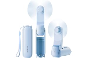 Gaiatop Tragbarer Handventilator, faltbarer kleiner Ventilator, Mini-Handventilator mit USB-wiederaufladbarem 2000-mAh-Akku, Wimpernventilator für Mädchen, Reisen für Damen, Outdoor, Himmelblau