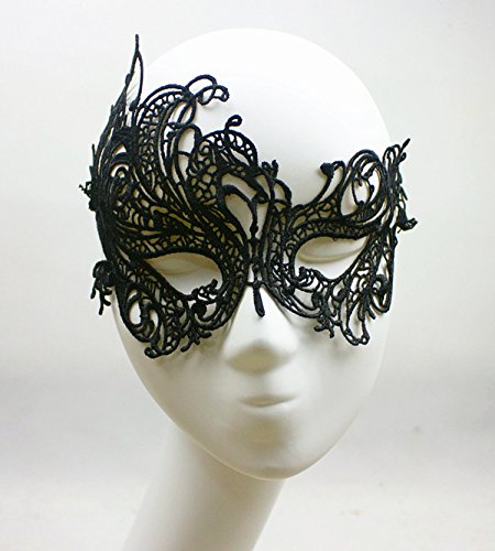 Venezianische Venetianische Stoff zum binden Maskerade Maske Karneval Kostüm Fasching Verkleidung Shades of Grey Herren und Damen Funkelnd Mitternacht Schwarz - 6