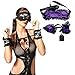 Produktbild Dulexo SM Augenbinde & Handschellen Set, BDSM Seide mit Borte Augenmaske FesselSet, Fesselspiel / Sexspielzeug / Sex-Toy für Paar, Bondage Liebhaber, Anfänger oder Fachmann