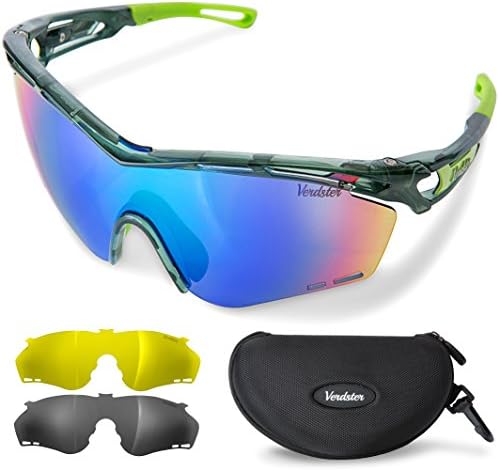 Verdster TourDePro Polarised Sports Cycling Sunglasses For Men and Women - 3 Interchangeable Lenses - UV Protection - Accessories Pack - Ideal for Mountain biking, Running, Triathlon &amp; more!