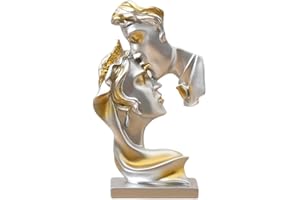 JXCBXJ Scultura argento,Coppia statua creativa bacio scultura,Statua Bacio d'Amore,Statuette Decorative Casa,statua romantica,Idea Regalo.