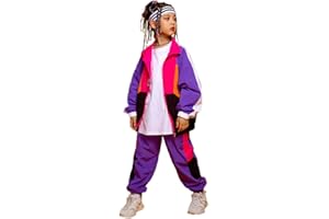 LOLANTA 2 Pezzi Vestiti Hip Hop Bambini, Unisex Abiti Blocchi di Colore Casual, Set di Giacche e Pantaloni