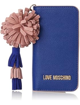 Love Moschino Damen Portacel.Small Grain Pu Blu Clutch, blau (Blue), 1 x 15 x 8 cm
