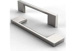 FURNIWARE Confezione da 10 Maniglie per Mobili in Nichel Spazzolato - Per Cucina, Cassetti - Distanza Tra i Fori 96 mm