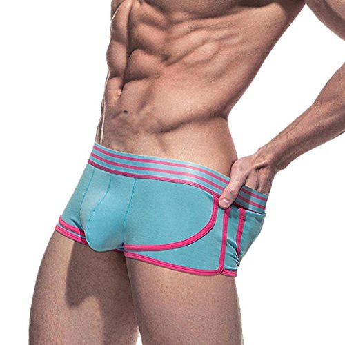 Preisvergleich Produktbild Fulltime® Männer Baumwolle Unterhose, Reizvoll Mens Unterwäsche Slips Shorts Retroshorts Herren Boxershorts (Blau, XXL)