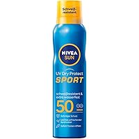 NIVEA SUN UV Dry Protect Sport Sonnenspray LSF 50 (200 ml), 100% transparenter und erfrischender Sonnenschutz…