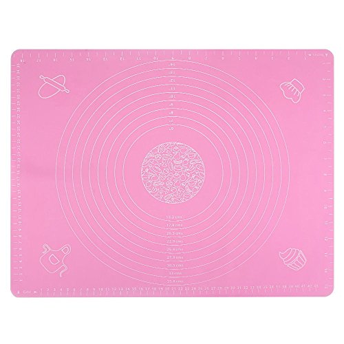 Seifenprofis® Rollmatte Backmatte XXL 65 x 45 cm (Blau) oder (Rosa) Silikon / Teigmatte / Hitzbeständige Arbeitsmatte für Fondant/ Ausrollmatte / Ausrollen Tortendeko Ausstecher Ausstechform Modellierwerkzeug mit Maßeinheiten Fondant Ausrollmatte Tortendekoration Modellierwerkzeug Marzipan Ausstecher (Rosa) - 7
