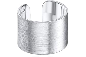 ChicSilver Bague Argent Réglable Femme Homme Personnalisable- Grosse Bagues Ouverte Ajustable Anneau Tube 5 mm /10 mm / 15 mm - Bijoux Gothique Fantaisie Cadeau Anniversaire Noel pour Femmes Fille