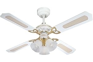 Westinghouse Lighting 7832440 Princess Trio Ventilateur de plafond E14 Métal Laiton blanc et poli