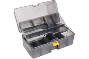 WBTY Boîte de pêche à double couche multifonctionnelle pour leurres de pêche Boîte à outils Gris translucide durable Plastique professionnel Accessoires de pêche Boîte de rangement