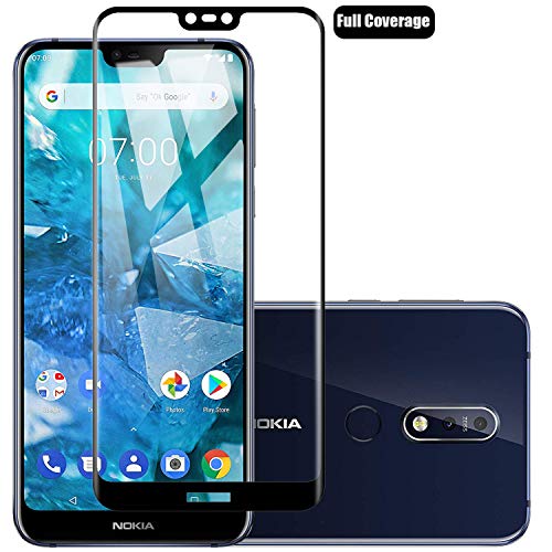Preisvergleich Produktbild Voviqi Nokia 7.1 Panzerglas, Hüllenfreundlich Vollständige Abdeckung Schutzfolie gehärtetem Glas Folie Blasenfrei Volle Abdeckung Displayschutzfolie für Nokia 7.1 (Schwarz)