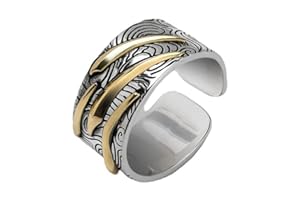 KONFEN Bague Argent Homme, Météore Bague Ajustable Reglable Ouverte, Une Bague Pouce Anneau Bagues Reglables Orteil Bijoux Simple Vintage pour Homme Ado