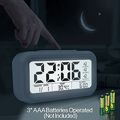 Tenieya Digital Wecker mit 3 Alarmen für optionale Wochentag-Modus, Snooze, Smart Night Light (White) - 5