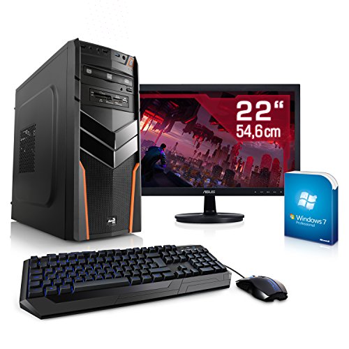 Entertain PC IDV FX-6300 inkl. Windows 7 Pro - AMD Hexa-Core FX-6300 6× 3500 MHz, GeForce GTX 750 Ti, 8GB RAM, 1TB HDD, 10in1 CardReader - 22" LED Monitor, Gaming Tastatur-Maus Set