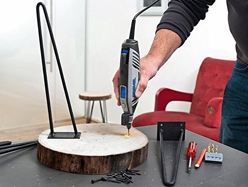 Dremel 4300 Multiherramienta, luz LED de la Parte Delantera, Kit con 3 complementos, 45 Accesorios, Velocidad Variable 5.000-35.000 RPM para tallar, fresar, amolar, pulir, Cortar y lijar, 175 W, Negro