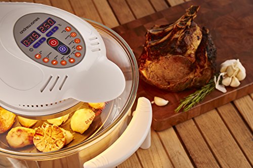 Andrew James – 12L Digitaler Premium Halogenofen in Weiß mit Klappdeckel + Leicht austauschbarer Ersatzhalogenbirne – Komplett mit Zubehör – 1400 Watt - 3
