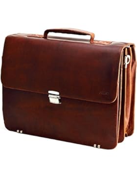 Echt Leder Aktentasche mit Schloss Messenger bag Business Tasche Schultertaschen Umhängetasche DIN-A4 Laptoptasche...