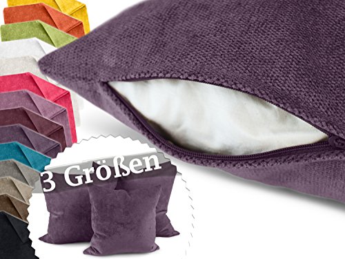 Hochwertige Kissenhülle mit samtig-weichem Chenille-Touch und dezentem Design - erhältlich in 14 modernen Farben und 3 verschiedenen Größen, 60x60 cm, brombeere