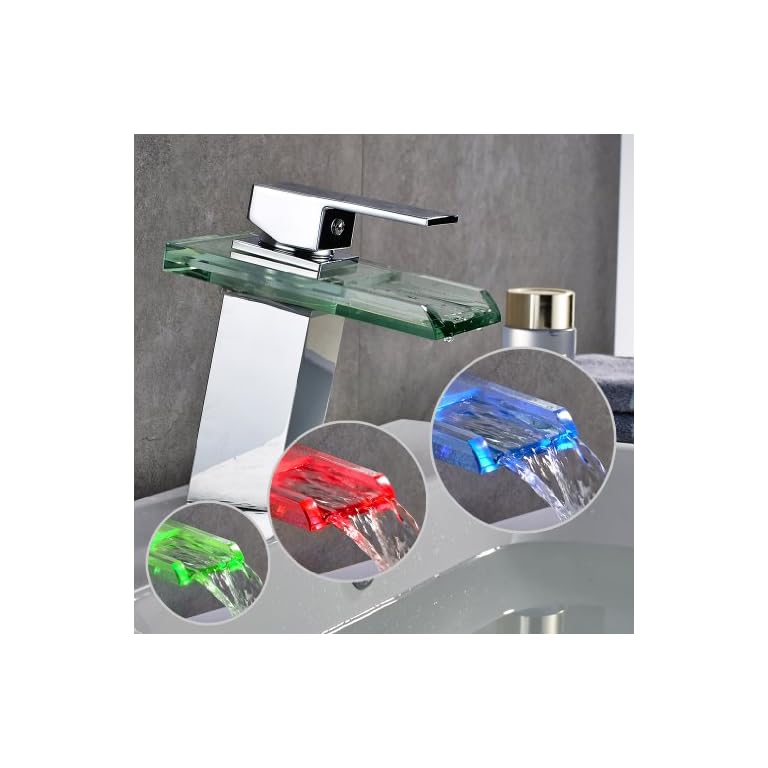 Auralum® Grifo de lavabo para agua fría y caliente, diseño elegante de