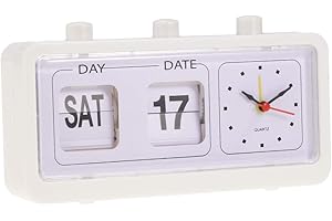 Fenteer Top Beside Clock With Calendar Display, White, 20x5x10.8cm