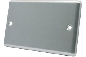 ALLIANCE ELECTRICAL AET CSC2GBP Satin Chrome Classical Double Electrical Blanking Plate 2-Gang, Silver