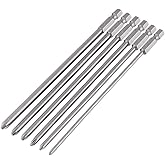 Fixinus 6 Pieces Magnetic Long Phillips Screwdriver Bits, 1/4 Inch S2 Steel Philips Screwdriver Bits Set Tool for Manual Elec