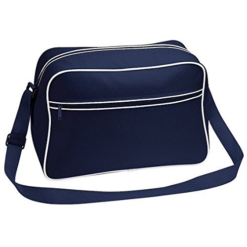 Bagbase - Mochila bandolera modelo Retro ( 18 litros) (Talla Única/Azul marino/blanco)