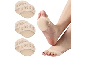 BDEPSTR 3 Paar Vorfußpolster aus Stoff, Vorfußpolster mit hoher Ferse, unsichtbare Fünf-Zehen-Socken, weiche Mittelfußpolster zur Schmerz- und Drucklinderung