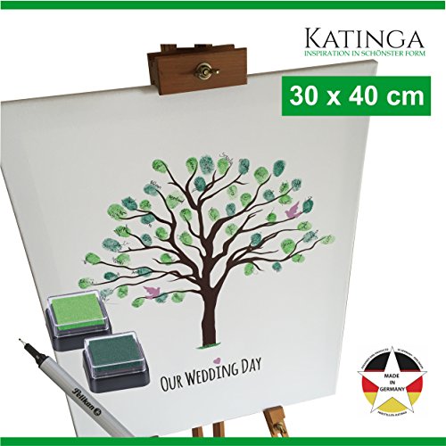 Leinwand zur Hochzeit -Motiv BAUM - als Gästebuch für Fingerabdrücke (30x40)