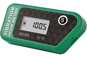 YOOREAL Vibration Activated Hour Meter,Maintenance Intervals Reminder for Gas/Diesel Engine Powered Generator Compressor Motorcycle Snowblower Trailer Motor Grader Pressure washer. (Green)