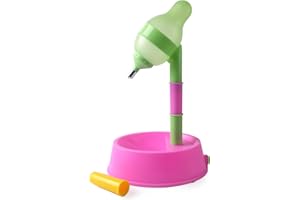 NACOCO Stojący dozownik wody dla zwierząt domowych, miska stojąca dla kota, psa, z odpinanym drążkiem, automatyczne karmienie, regulacja wysokości wody (czerwony)