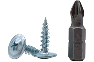 MARCOPOL Confezione da 100 viti in acciaio zincato, per legno e metallo, testa a croce modificata tonda e larga, autofilettanti, 4,2 x 16 mm