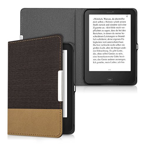kwmobile Hülle für Tolino Shine 2 HD - Flipcover Case eReader Schutzhülle - Bookstyle Klapphülle Schwarz Braun