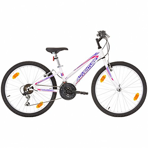 24 Zoll ADVENTURE EU-PRODUKT Jugend Fahrrad Rad Bike Cycling Damenfahrrad Kinderfahrrad Kinderrad Mädchenfahrrad Mountainbike MTB SHIMANO 18-GANG, Weiss - 2