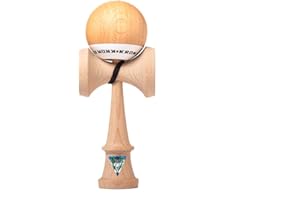 KROM - Kendama Pro Pop Aspect Bois Naturel - Bilboquet Japonais - Jouet en Bois pour Adulte et Enfant - Pack : Ficelle de Rechange + Stickers offerts