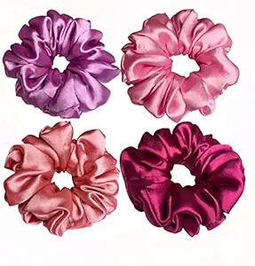 Bhajanlal Greenery Fabric Chiffon Flower Scrunchies Ponytail Holder Hair Accessories for Women (Multicolour, 20 Colors), 10 Pieces