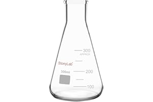 stonylab 1-Pack Glass 300 ml Heavy Wall Narrow Mouth Erlenmeyer Flasks with Heavy Duty Rim