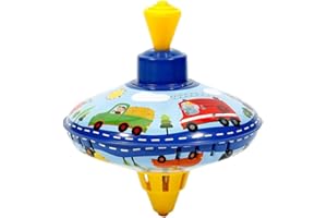LICHENGTAI Spinning Top Toys Classical Pump Action Gyro Toy, top with Base, Humming Top Traditional Spinning Toy Gift for Children Kids Boys - A