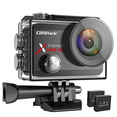 Campark X30 Action Cam 4K 60fps WiFi EIS Touch Screen 20MP Ultra HD Macchina Fotografica Subacquea 40M Videocamera con 2×1350mAh Batterie, 1 Caricabatterie e Kit di Accessori Compatibile con Gopro