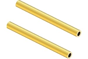 LAVMHAB Tubo rotondo in ottone, 9 mm di diametro esterno x 1,5 mm di spessore della parete x 200 mm di lunghezza, tubi rotondi in ottone senza cuciture, per artigianato fai da te (2 pezzi)