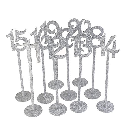 ROSENICE Holz Tabelle Karte Halter 1-10 Für Hochzeit mit Silber Glitter 1-20, 20pcs - 2