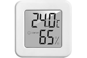 Pitasha Cyfrowy higrometr i termometr pokojowy, miernik temperatury i wilgotności powietrza do wnętrz ze wskaźnikiem klimatu w pomieszczeniu, do pokoju dziecięcego, salonu, domu, biura, biały (1)
