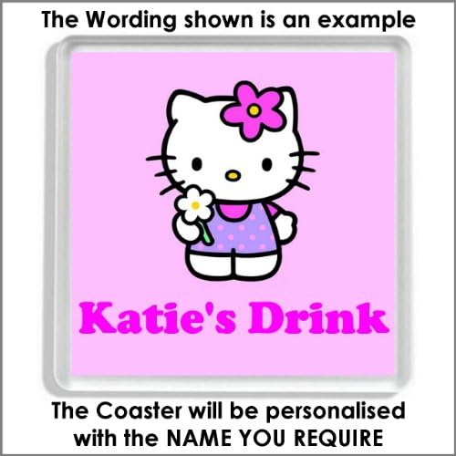Personalised HELLO KITTY Acrylic Drinks Coaster - An Ideal Gift