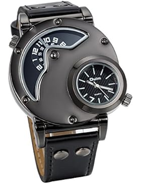 JewelryWe Herren Armbanduhr, Leder Legierung, Elegant Casual Analog Quarz Sportuhr Armband Uhr mit Zwei Anzeigetafeln...