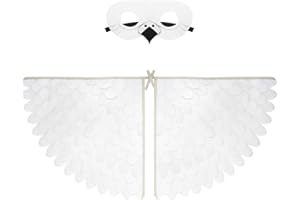Proumhang 2 piezas de disfraz de alas de pájaro para niños de 3 a 8 años,disfraz de búho de pájaro y pavo real,máscara de ojo de fieltro para niños y niñas y conjunto de alas,Halloween