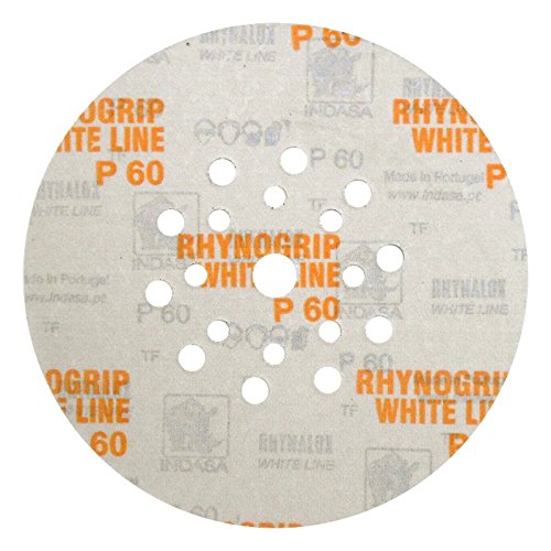 25 Stück INDASA Rhynogrip White Line Klett-Schleifscheibe | Ø 225 mm | 19-Loch (P60)