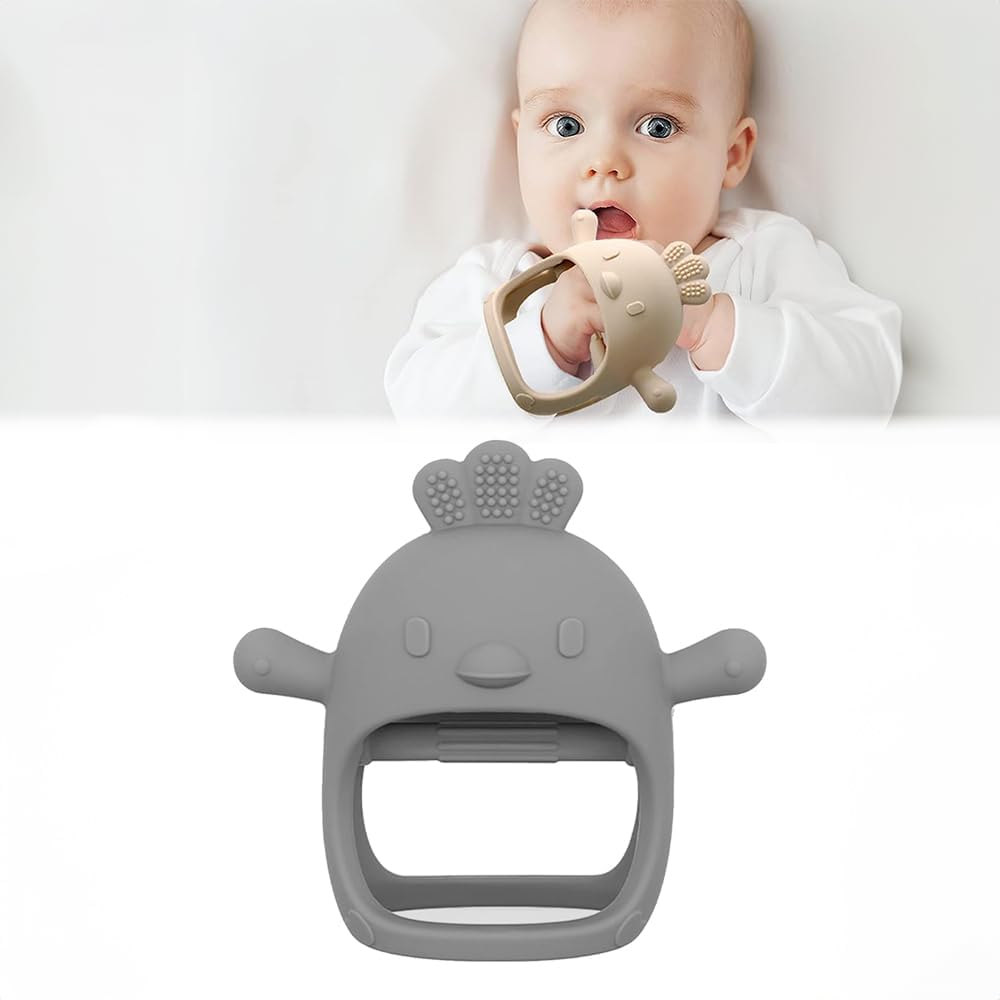 Meleni Baby Silikon Bebek Diş Kaşıyıcı - Diş Kaşıma Eldiveni Yenidoğan Dişlik Gri