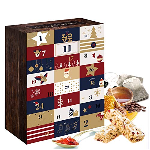 Preisvergleich Produktbild Frühstück Adventskalender I Weihnachtskalender mit 24 edlen & ausgefallenen Früchstücks-Überraschungen I Frühstücks Kalender als Geschenk für Erwachsene I Geschenkset in der Weihnachtszeit Adventszeit I Leckereien zum Verschenken zu Weihachten für einen guten Start in den Tag und einen guten Morgen